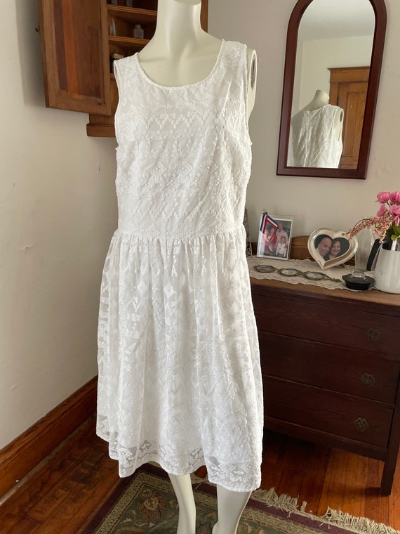 Vintage 80’s Sundance White Lace Summer  Dress siz