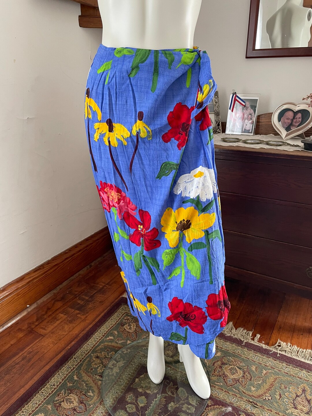 Jams World Blue, Red & Yellow Floral Wrap Skirt Size M Etsy