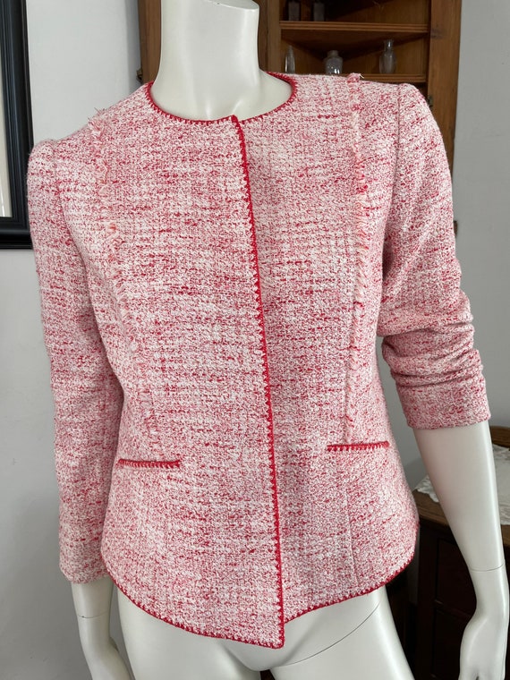 Elie Tahari Pink Woven Fringe Jacket - size S