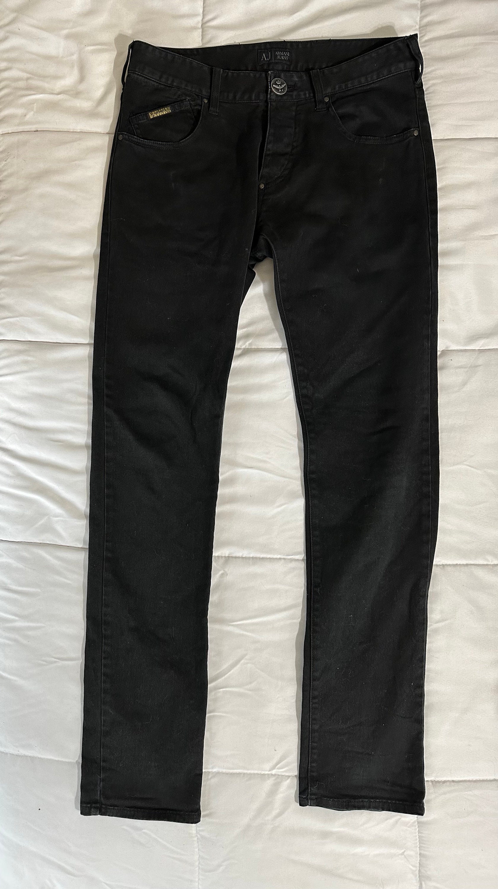 Armani Black Button Fly Jeans - Tag Size 30 - Etsy