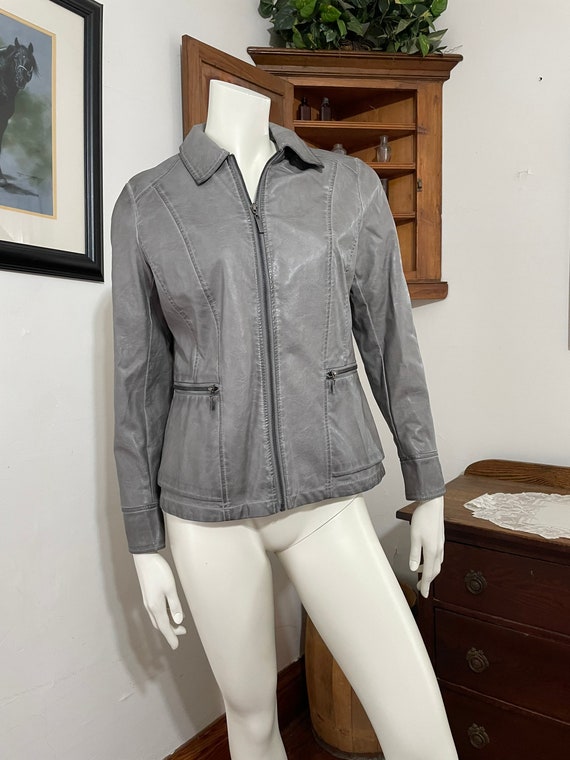 French Dressing Jeans Faux Leather Gray Jacket - s