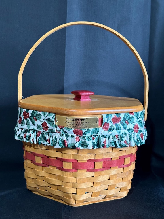 ロンガバーガー Longaberger クリスマス・コレクション星型バスケット Longaberger Christmas Collection 1997 Snowflake Basket With Holly