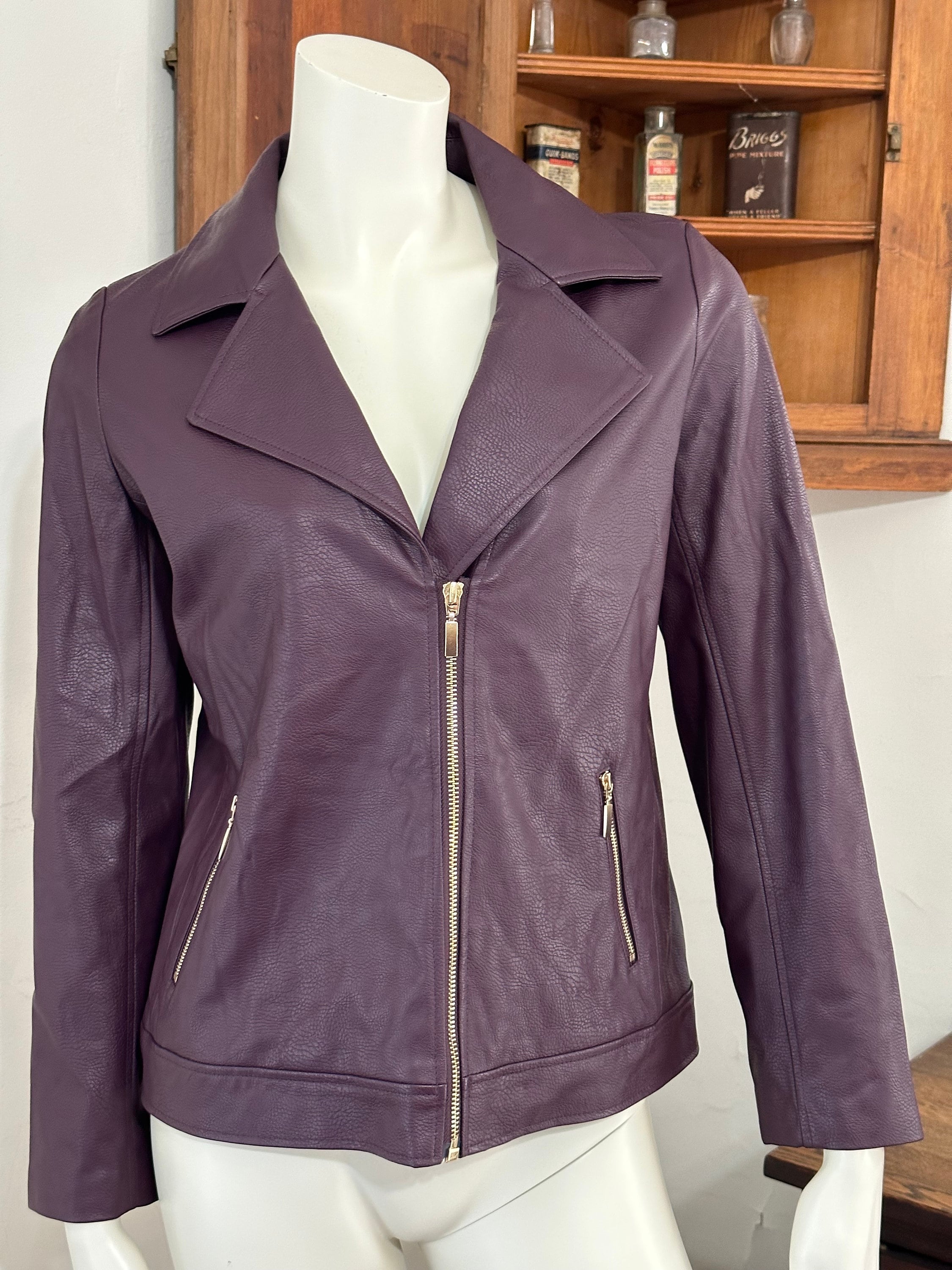 chico's vintageジャケット Chico's Vintage Beige Suede Moto Leather Jacket Y2K Era Size