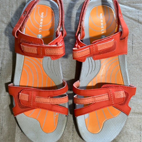 Merrell Tiger Lily Sandals Melon Performance Adjustable Straps Flats Slingback Shoes Size 8