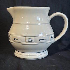 Longaberger Woven Traditions Pottery Classic Blue 32 Ounce Pitcher - NWOB
