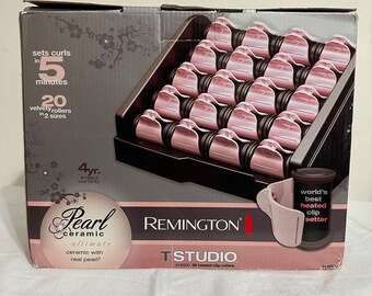 Remington T-Studio Pink Pearl Ceramic Professional Heated Clip Hair Rollers Setter H9000 - IOB