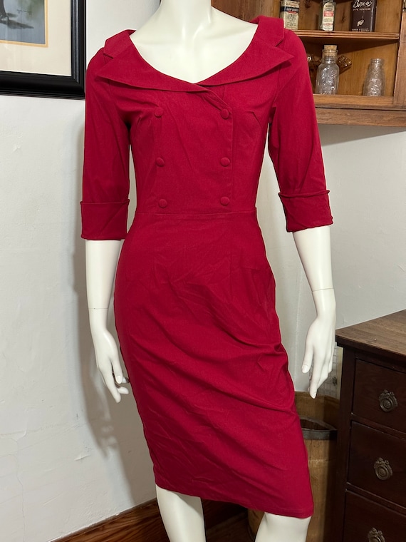 muxxn red dress Amazon.com: MUXXN Ladies Retro 1950s Deep V Neck Button Down Business Work A Line Dress (Red S) : Clothing, Shoes & Jewelry