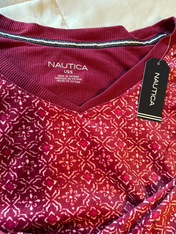 Nautica Berry-Colored, Fleece Pajamas Set - Size L
