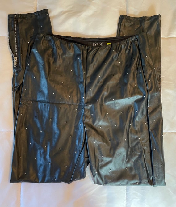 Lysse Faux Leather Black Studded Leggings - Size M - image 1