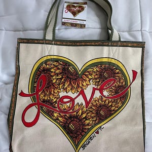 Sac fourre-tout en toile « Something Wonderful » Sunflower Love Brighton conçu par Tom Clancy New Old Stock avec étiquettes image 1
