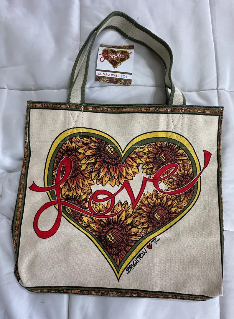 Sac fourre-tout en toile « Something Wonderful » Sunflower Love Brighton conçu par Tom Clancy New Old Stock avec étiquettes image 1