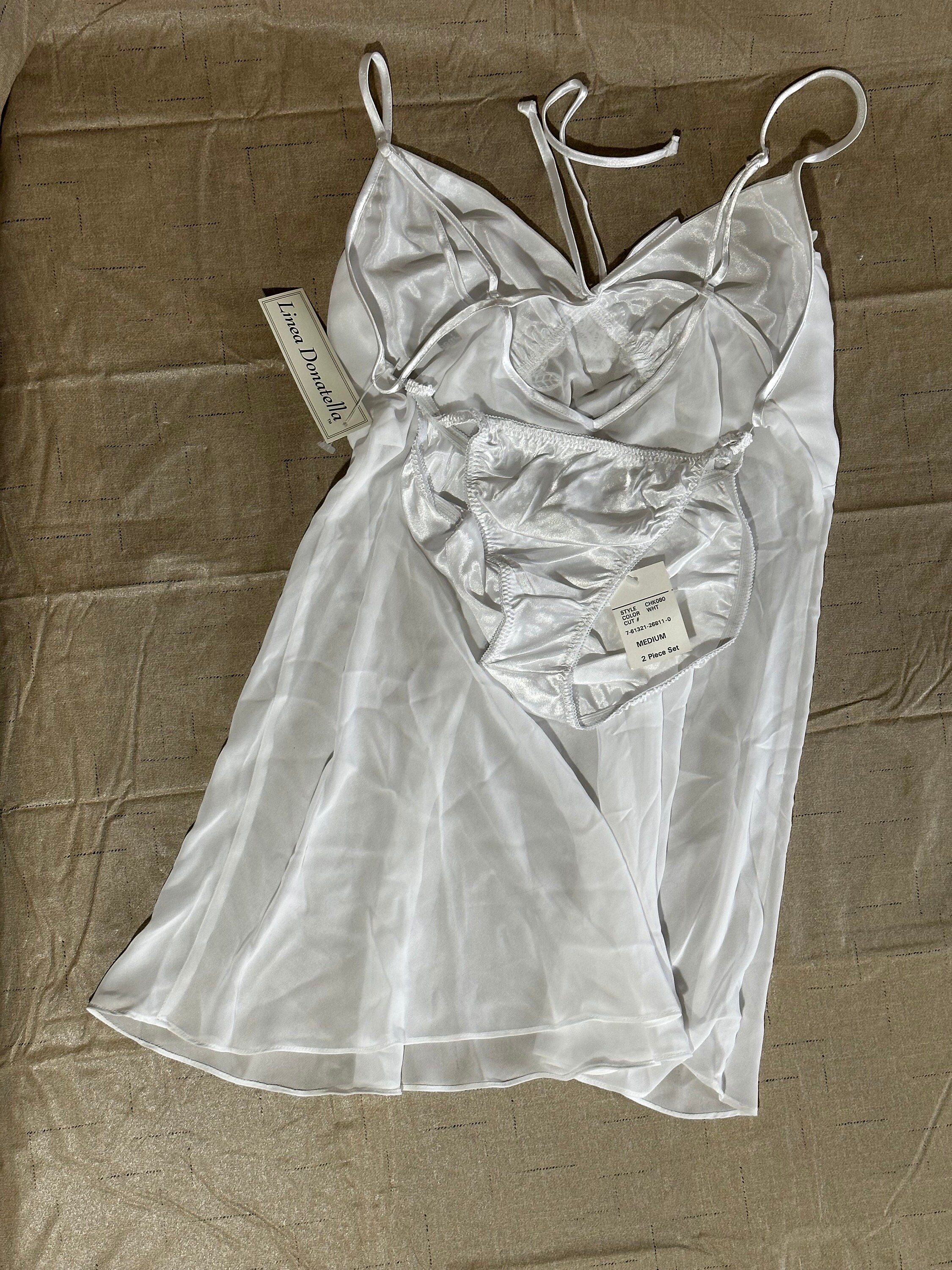 Linea Donatella White Lingerie Set Beaded Bridal Babydoll Chemise ...