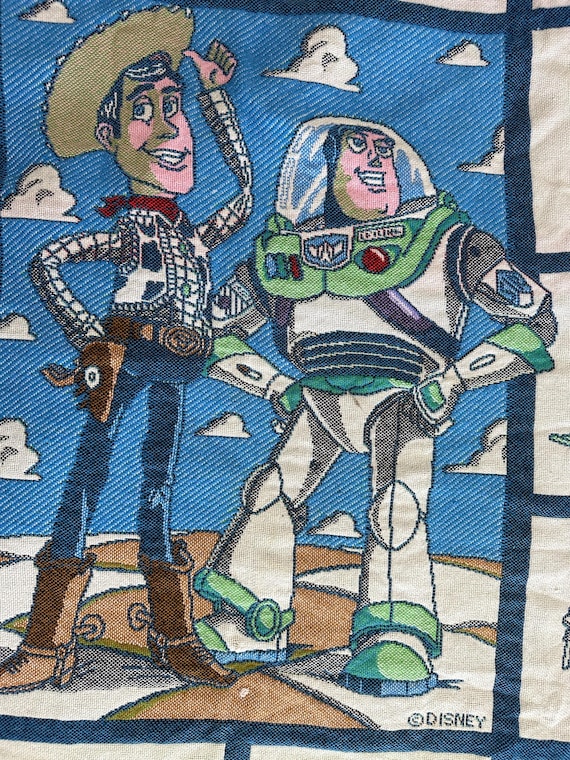Vintage 90s Toy Story Woven Tapestry Blanket Throw, Authentic