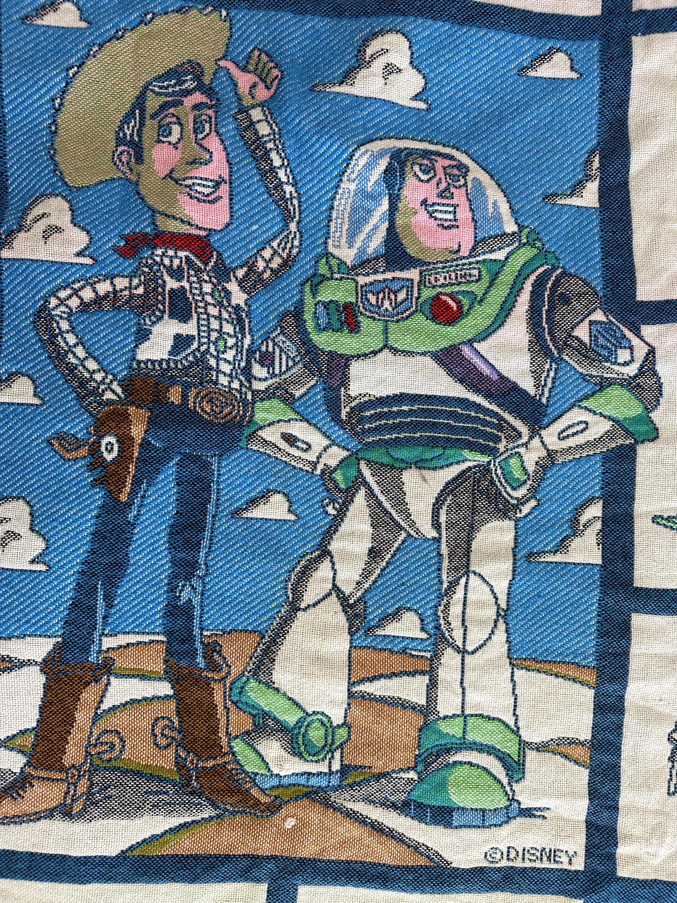 Vintage 90s Toy Story Woven Tapestry Blanket Throw, Authentic