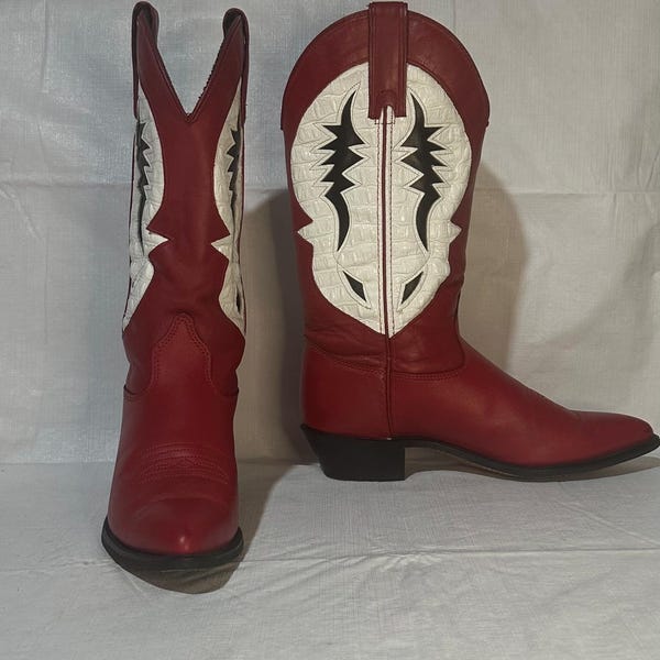 Vintage 80er Capezio Rote Leder Western Cowgirl Stiefel - Größe 6.5 M