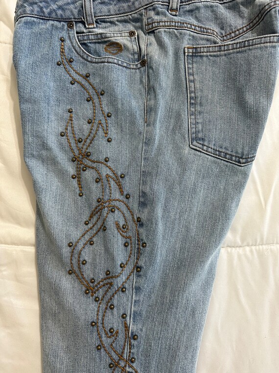 Harley Davidson Embroidered & Beaded Jeans - size… - image 1