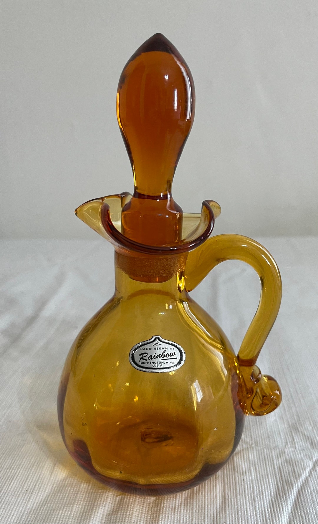 Vintage Rainbow Amber Glass Cruet With Stopper Etsy
