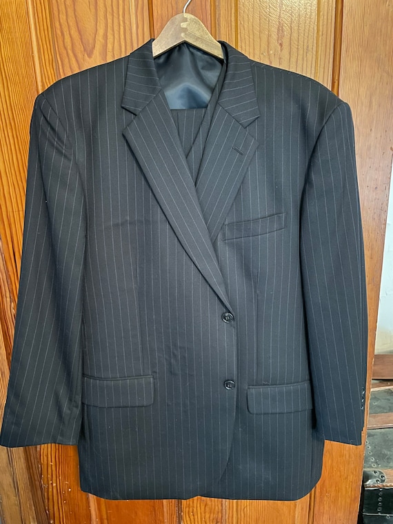 Jones New York Black Pinstripe 3 piece Suit - Siz… - image 1