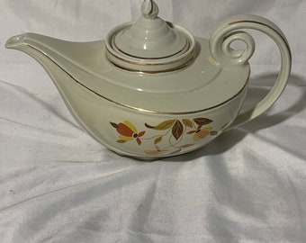 Hall's Superior Jewel Tea Autumn Leaf 3 Piece Aladdin Teapot With