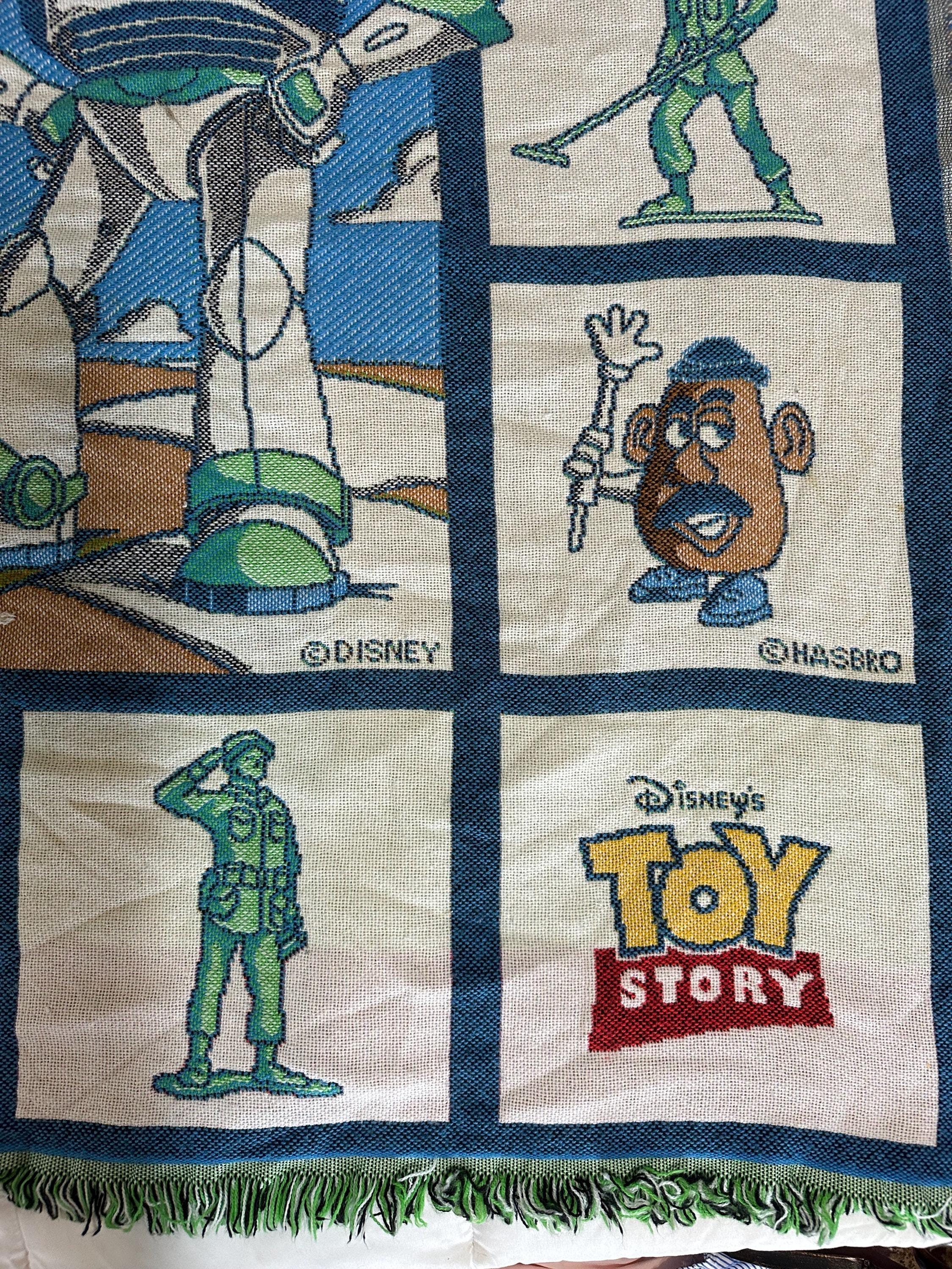 Vintage 90s Toy Story Woven Tapestry Blanket Throw, Authentic