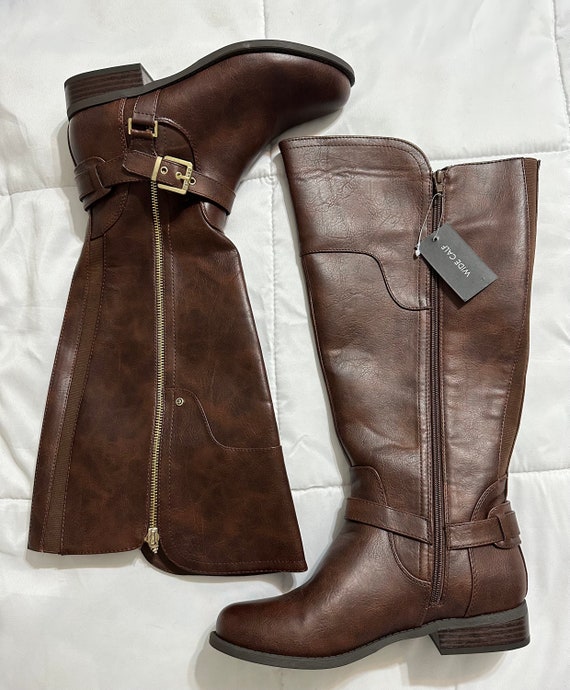 G by Guess Brown Faux Leather Riding Boots - size 