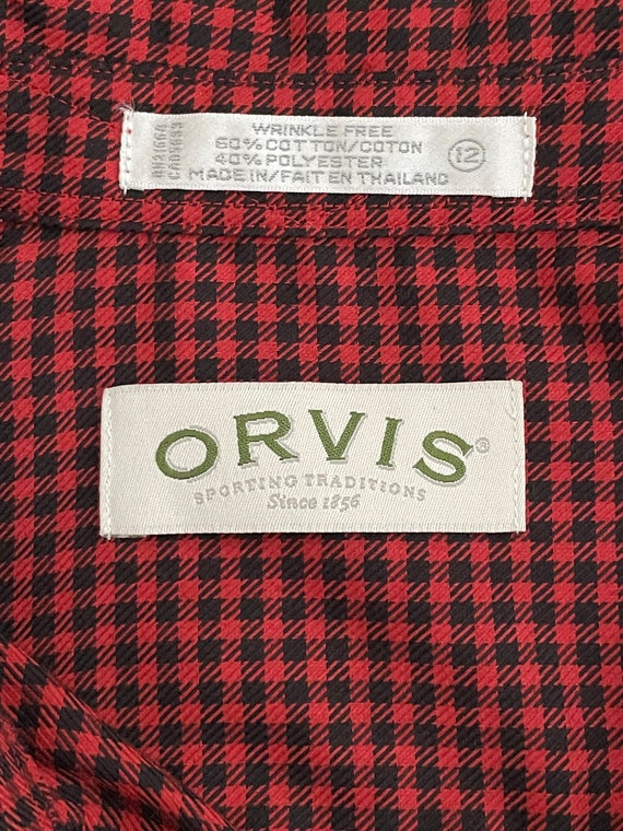 Vintage Orvis Red & Black Check Plaid Women Long … - image 6