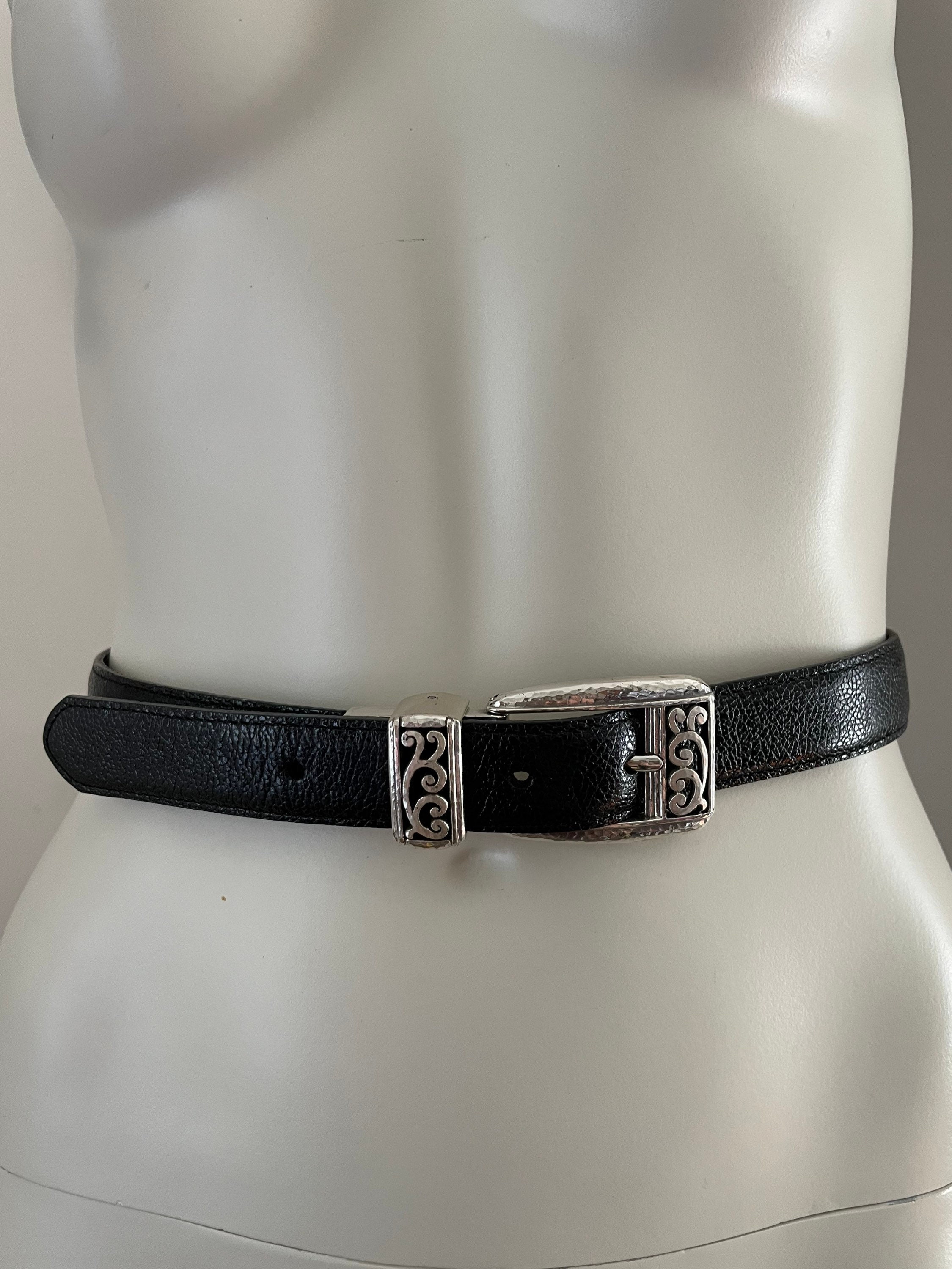 Vintage Brighton 2 Sided Black/copper Leather Silver Buckle  display picture 2