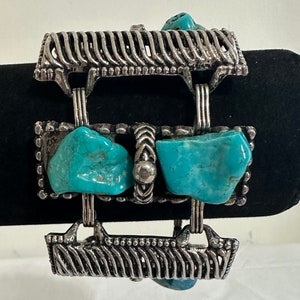 Vintage zilveren turkoois brede armband