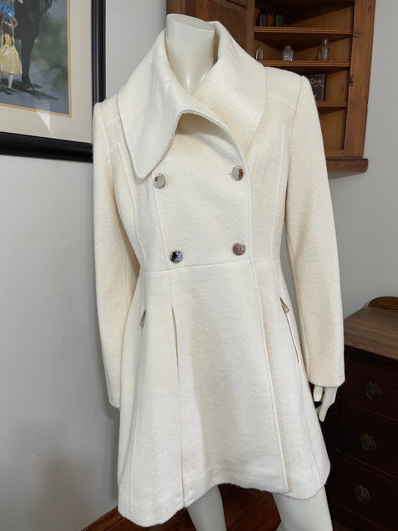 Guess Winter White Wool Peacoat - size L - New