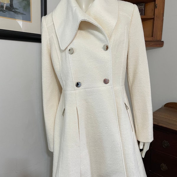 Guess Winter White Wool Peacoat - size L - New