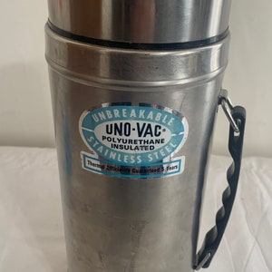 Vintage 20 oz UNO-VAC Stainless Steel Wide Mouth Thermos Unbreakable USA