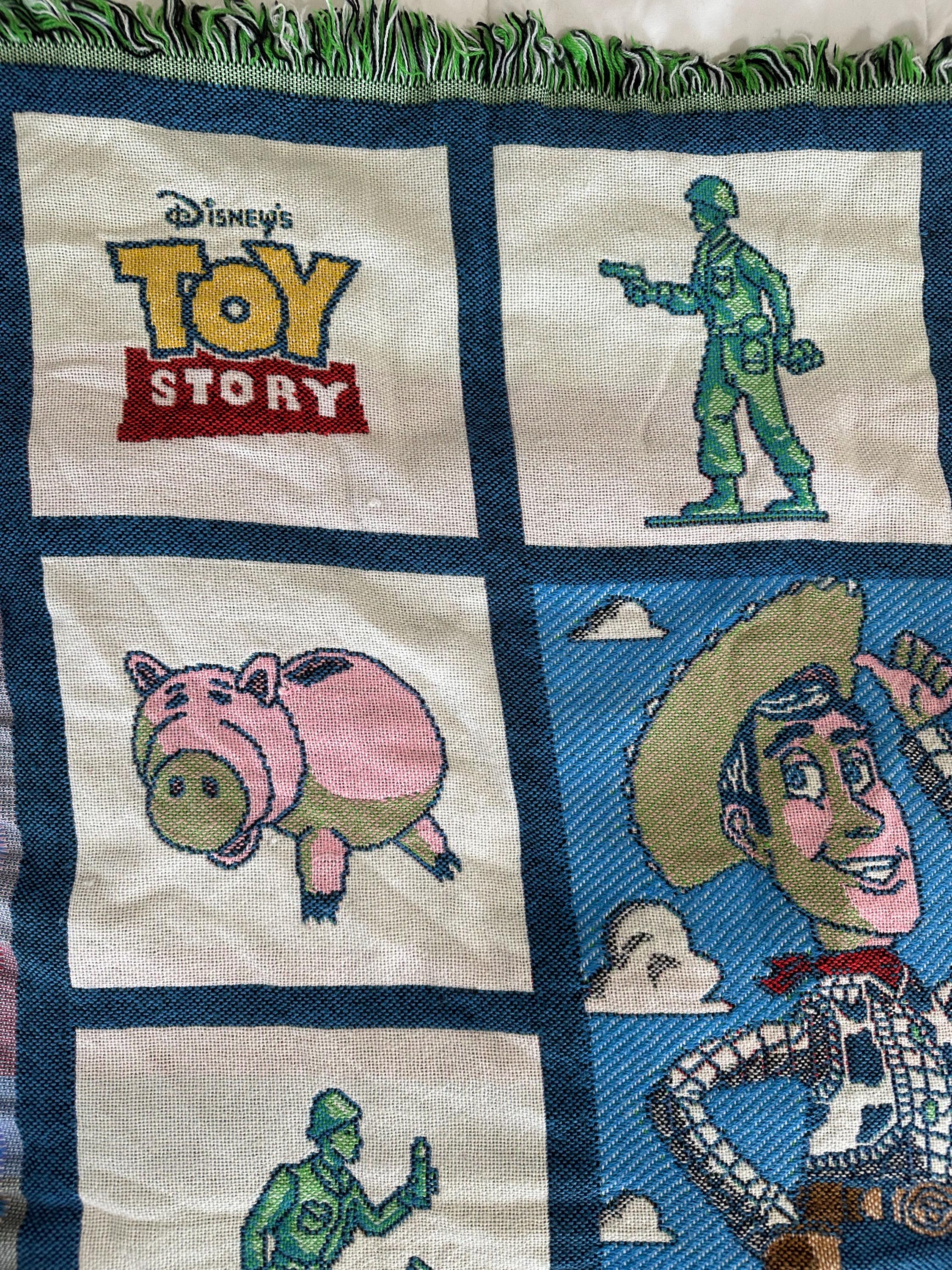 Vintage 90s Toy Story Woven Tapestry Blanket Throw, Authentic