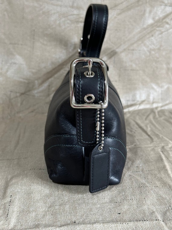 Vintage Coach Black Leather Mini Baguette Satchel… - image 3