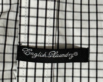 English Laundry Long Sleeve Button up Flip Cuffs Black/white