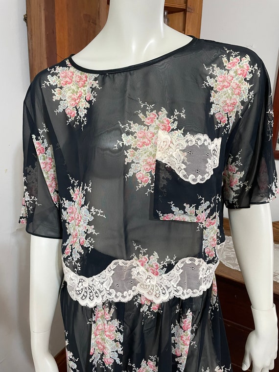 Vintage Natori II sheer floral pajamas - image 2