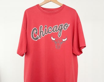 Vintage 90s Rare Chicago Bulls T Shirt Red | Starter Tshirt Basketball Official NBA Collectors tee faded red streetwear XL Extra Large