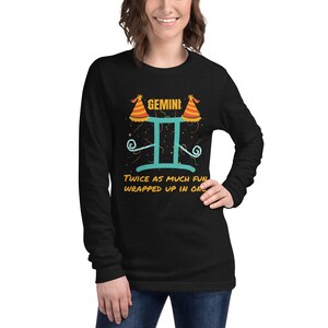 Gemini Party Decorations Shirt, Gemini Twins, Gemini Unisex Long Sleeve Tee