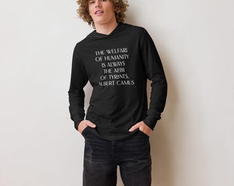 Albert Camus Welfare of Humanity Hooded long-sleeve tee