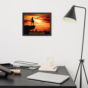 Molon Labe Wall Art, Molon Labe Poster, Molon Labe Sign, Spartan Sunset, Come and Take Them (Framed photo paper poster)