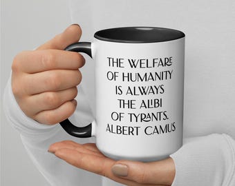 Albert Camus Welfare of Humanity Mug with Color Inside