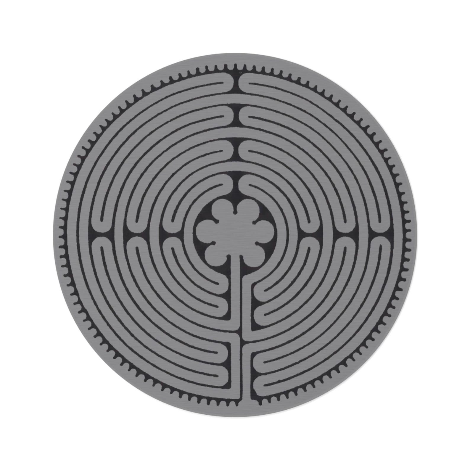 Labyrinth Rug Round Chartres Labyrinth Round Rug, Grey Maze Design With Four-leaf Clover ...