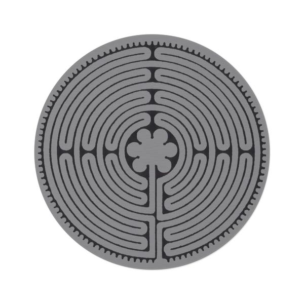 Round Labyrinth Rug, Soft Gray Chenille for Reading Nooks, Meditative Home Decor