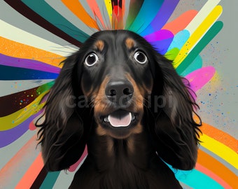Trippy Wiener Dog, Crazy Dachshund, Colorful Abstract Dachhund, Dog Portrait, Digital Download, Printable Wall Art
