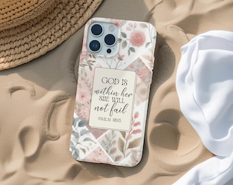 Floral Bible Verse Christian Phone Case: Religious Scripture Gift