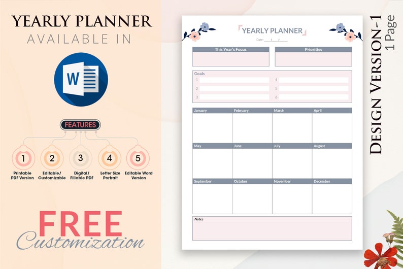 Printable Planner Bundle: Daily, Weekly, Monthly, Yearly (digital PDF ...