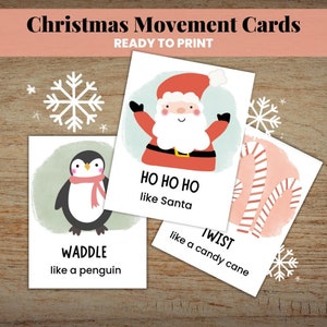Cartões de movimento de Natal, cartões flash de movimento, atividades de Natal, jogos pré-escolares, imprimíveis de inverno pré-escolar