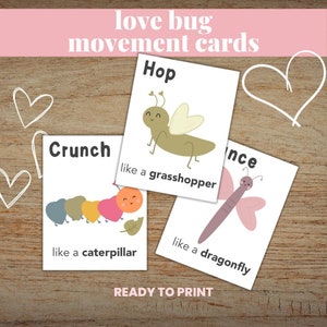 Cartes représentant les mouvements des insectes amoureux, Cartes-éclair sur les insectes, Activités d'insectes pour préscolaire, Activités d'été à imprimer pour les enfants d'âge préscolaire, Autorégulation
