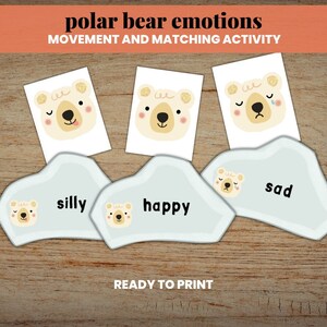 Activité émotionnelle avec l'ours polaire, musique et mouvement, cartes mémoire sur les émotions de l'ours polaire, émotion sociale, programme d'études préscolaire d'hiver