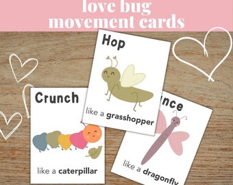 Love Bug Movement Cards, Insect Flashcards, Preschool Bug Activities, Summer Preschool Printables, Self Regulation
