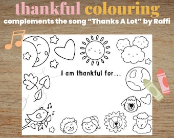 Gratitude Colouring Page for Kids, Thanksgiving Activity Printable